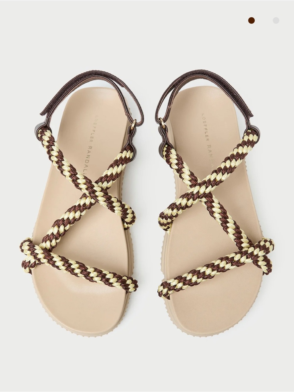 Loeffler Randall Braided Brown and Cream Cross-Strap Sandals